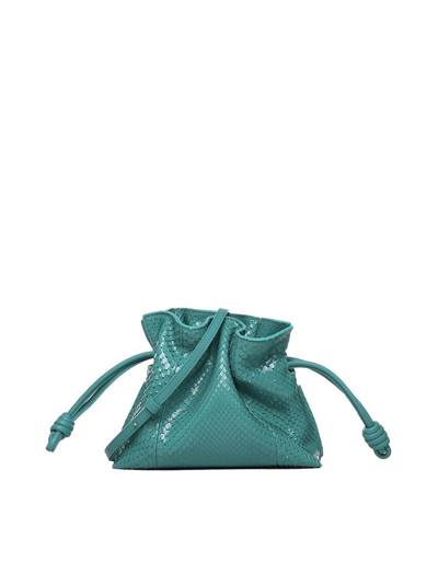 Shop Loewe Flamenco Embossed Mini Clutch Bag In Green