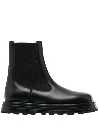 Shop Jil Sander Semi-shiny Calf Leather Boots In Black