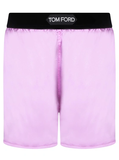 Shop Tom Ford Lilac Silk Shorts In Purple