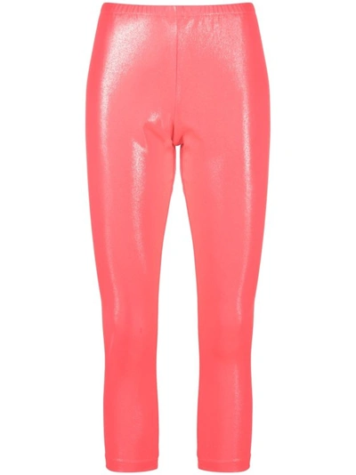 Shop Junya Watanabe Shiny Jersey Cropped Leggings In Pink