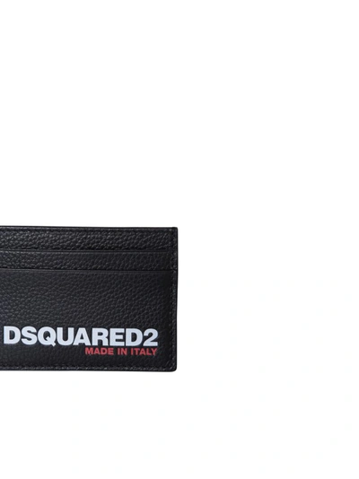 Shop Dsquared2 Logo Print Leather Cardholder In Black