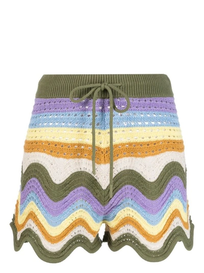 Shop Zimmermann Raie Stripe Knit Shorts In Multicolor