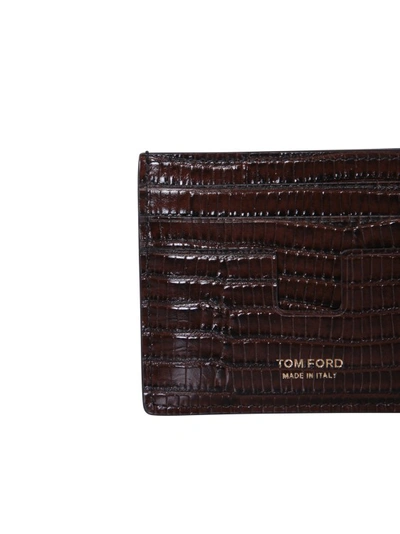 Shop Tom Ford Tejus Effect Leather Cardholder In Black