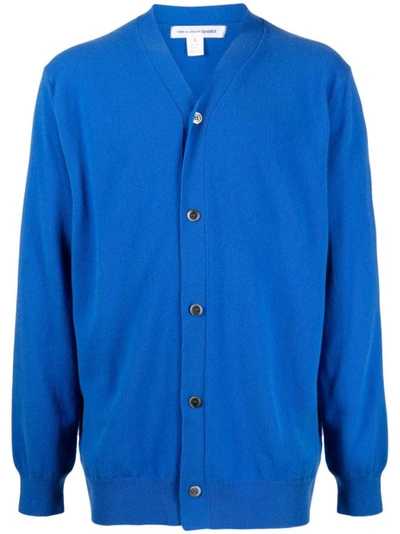 Shop Comme Des Garçons Knitted Cardigan In Blue