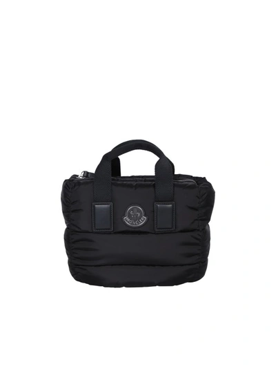 Shop Moncler Nylon And Leather Bag In Black