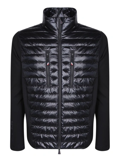 Shop Moncler Knit And Nylon Cardigan In Black