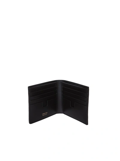 Shop Tom Ford Gold-tone Logo Print Leather Cardholder In Black