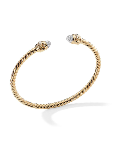 Shop David Yurman Women's Renaissance Cablespira Bracelet In 18k Yellow Gold In Diamond
