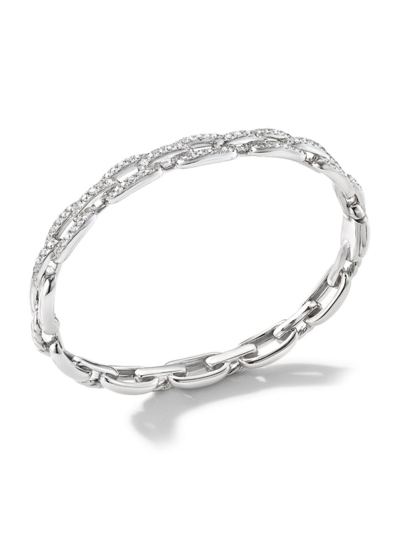 Shop David Yurman Women's Stax Chain Link Bracelet In 18k White Gold In Diamond
