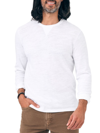 Shop Faherty Men's Cotton Long-sleeve T-shirt In White