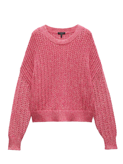 Shop Rag & Bone Women's Edie Cotton-blend Open-knit Relaxed Sweater In Pink Multi