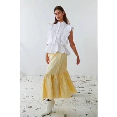 Shop Stella Nova Light Yellow Jacquard Wave Skirt