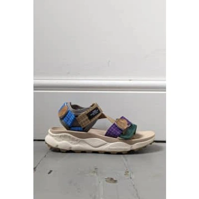 Shop Flower Mountain Nazca Beige & Violet Velcro Sandals In Neturals