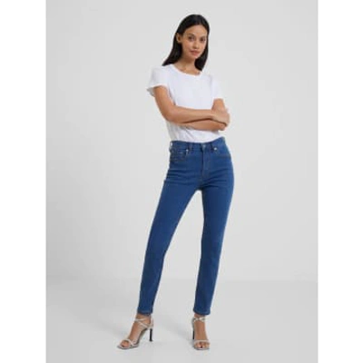 Shop French Connection Soft Stretch Denim High Rise Skinny Jeans-mid Wash-74qzq In Blue