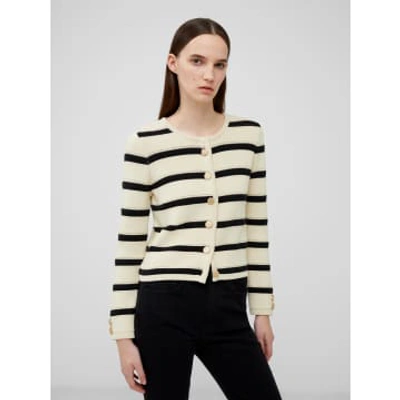 Shop French Connection Marloe Knitted Coatigan-classic Cream/black-78wae In Neutrals