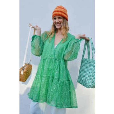 Shop Stella Nova Bright Mint Sequins Mini Dress In Green