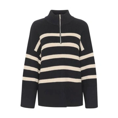 Shop Part Two Rajana Organic Cotton Knitted Pullover | Dark Navy Stripe In Blue