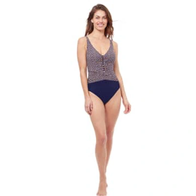 Shop Gottex E24092037 Let It Be Swimsuit In Navy And Orange Combo In Blue