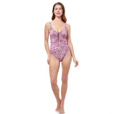 Shop Gottex E24062037 Pretty Wild Swimsuit In Multi Pink