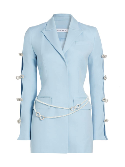 Shop Mach & Mach Women's Bow-embellished Wool Minidress In Sky Blue