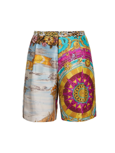 Shop Moschino Men's Scarf Silk Shorts In Neutral
