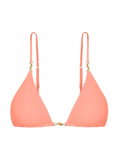 Shop Vix By Paula Hermanny Women's Cora Triangle Bikini Top In Peach