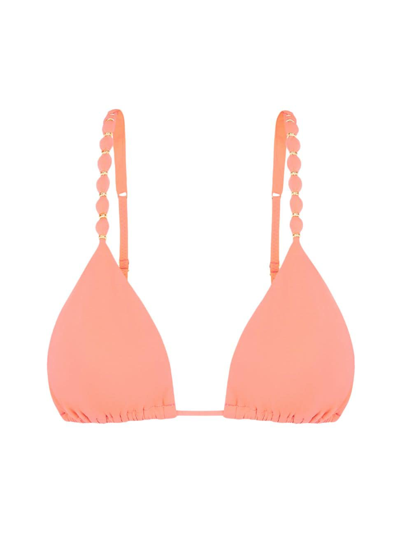 Shop Vix By Paula Hermanny Women's Paral Beaded Bikini Top In Peach
