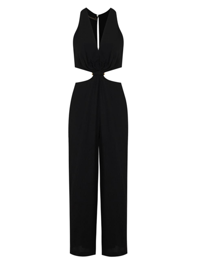 Shop Vix By Paula Hermanny Women's Nayara Linen-blend Cut-out Jumpsuit In Black