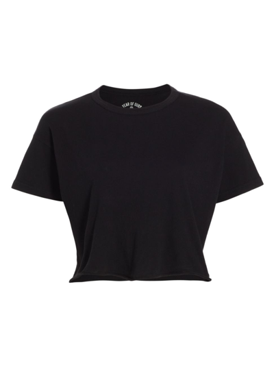 Shop Year Of Ours Women's Cotton Crewneck Crop T-shirt In Black