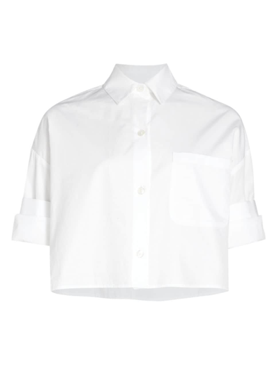 Shop Twp Women's Next Ex Shadow Striped Cotton Crop Shirt In White