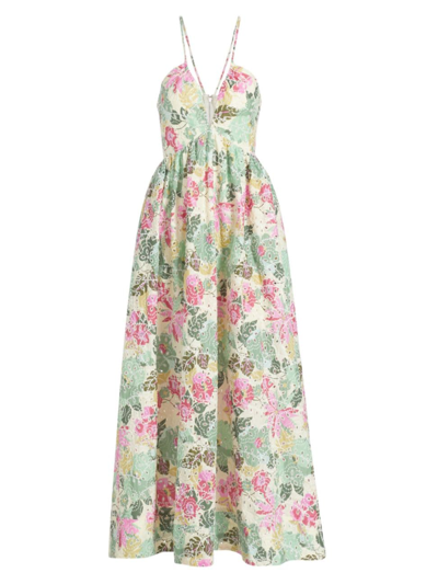 Shop Line & Dot Women's Floral Cotton Eyelet Maxi Dress In Neutral