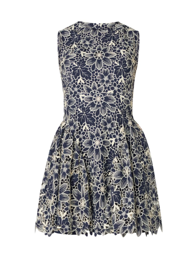 Shop Shoshanna Women's Ivy Embroidered Floral Fit & Flare Minidress In Navy Ivory