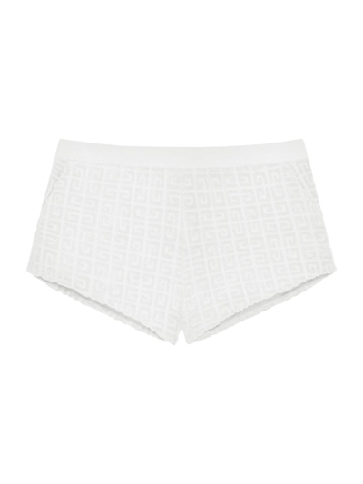 Shop Givenchy Women's Plage Mini Shorts In 4g Cotton Toweling Jacquard In White