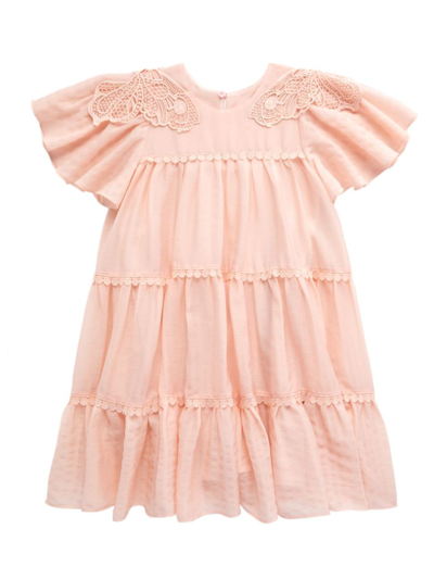 Shop Reiss Little Girl's & Girl's Caroline Embroidered Dress In Light Pink