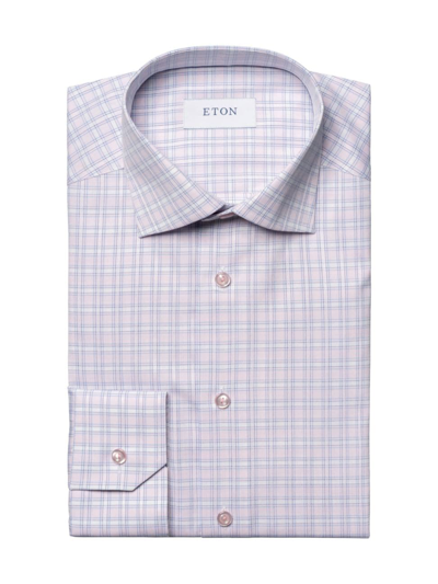 Shop Eton Men's Contemporary-fit Checked Shirt In Pink