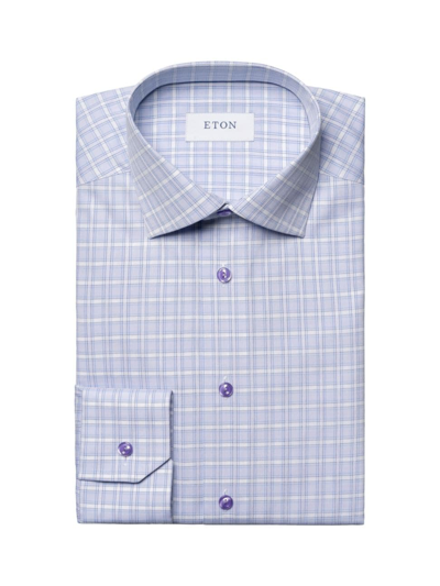 Shop Eton Men's Slim-fit Checked Shirt In Purple