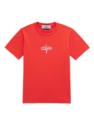 Shop Stone Island Little Boy's & Boy's Logo T-shirt In Orange Red