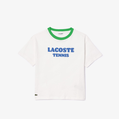 Shop Lacoste Kids' Croc Print Cotton Jersey T-shirt - 10 Years In White
