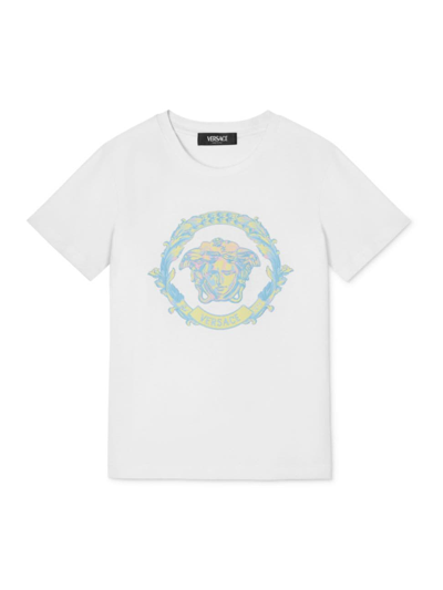 Shop Versace Little Girl's & Girl's Medusa Logo T-shirt In White Multi