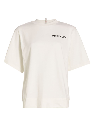 Shop Moncler Women's Logo Cotton T-shirt In Baby Powder