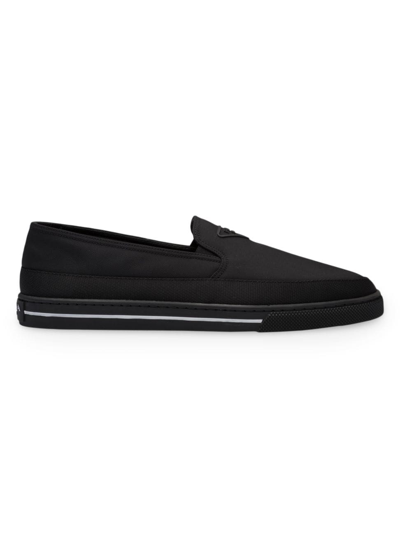 Shop Prada Men's Re-nylon Slip-on Sneakers In Black