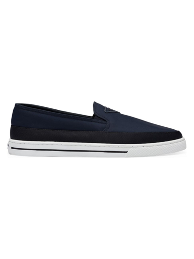 Shop Prada Men's Re-nylon Slip-on Sneakers In Blue