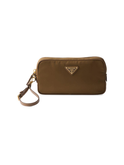Shop Prada Women's Re-edition 1978 Re-nylon And Saffiano Leather Pouch In Brown