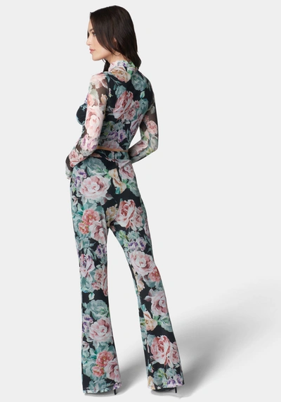 Bebe Printed Two Piece Mesh Jumpsuit In Fresh Blooms