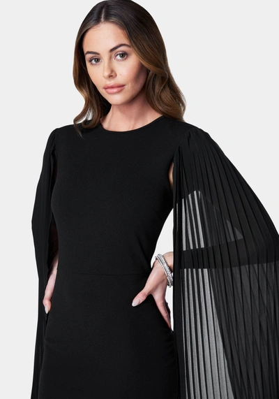 Shop Bebe Cape Sleeve Midi Dress In Jet Black
