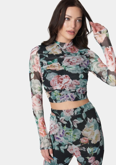 Bebe Printed Two Piece Mesh Jumpsuit In Fresh Blooms