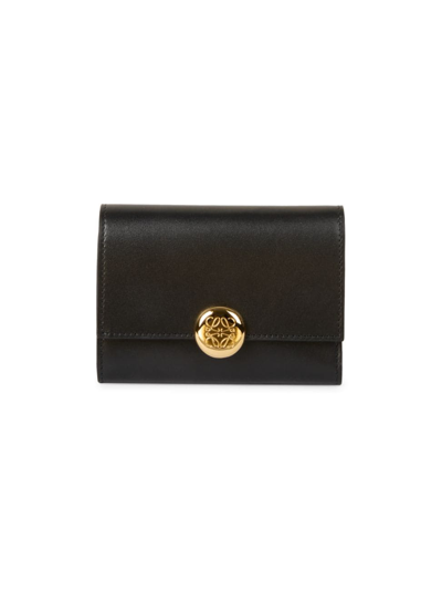 Shop Loewe Women's Pebbled Leather Wallet In Black