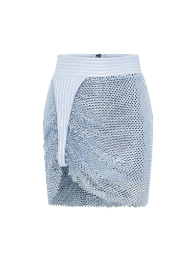 Shop Zhivago Women's Glitter And Gold Crystal Mesh Miniskirt In Platinum