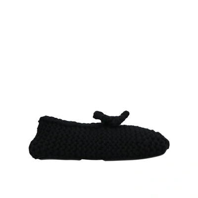 Shop Dolce & Gabbana Wool Knit Ballerinas In Black