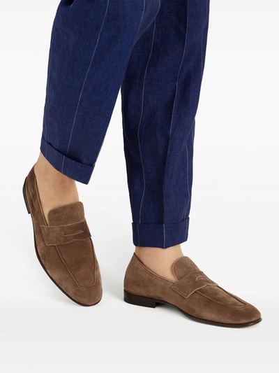 Shop Brunello Cucinelli Penny Loafers In Brown